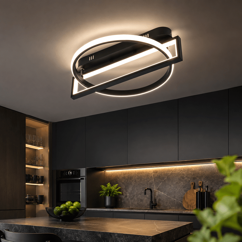 Lustră LED Diforma 80W Neagră cu Telecomandă, Dimabilă, 3 Tipuri de Lumină (1) Lustră LED Diforma 80W Neagră cu Telecomandă, Dimabilă, 3 Tipuri de Lumină - imagine 1