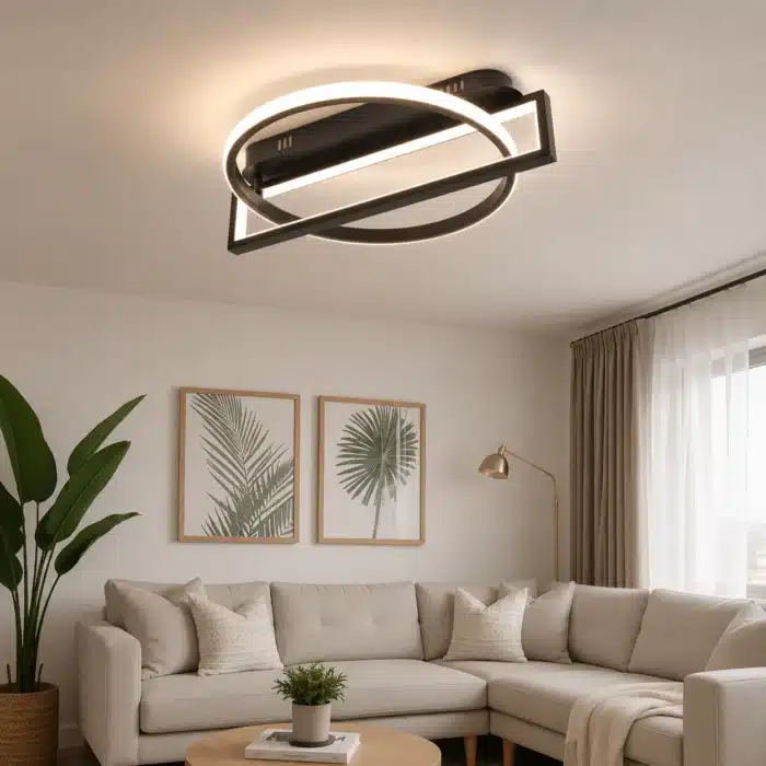 Lustră LED Diforma 80W Neagră cu Telecomandă, Dimabilă, 3 Tipuri de Lumină - imagine 2