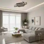 Lustră LED Geometry 122W Neagră cu Telecomandă, Dimabilă, 3 Tipuri de Lumină - imagine 3