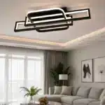 Lustră LED Geometry 122W Neagră cu Telecomandă, Dimabilă, 3 Tipuri de Lumină - imagine 2