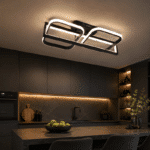 Lustră LED Patrata 122W Neagră cu Telecomandă, Dimabilă, 3 Tipuri de Lumină