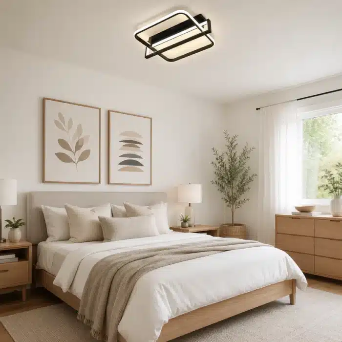 Lustră LED Patrata 88W Neagră cu Telecomandă, Dimabilă, 3 Tipuri de Lumină - imagine 2