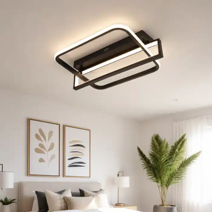 Lustră LED Patrata 88W Neagră cu Telecomandă, Dimabilă, 3 Tipuri de Lumină - imagine 4