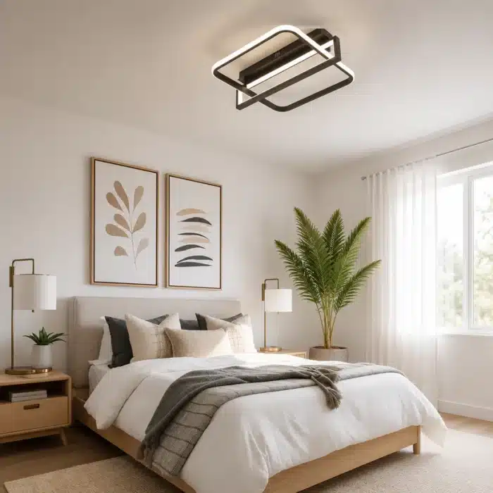 Lustră LED Patrata 88W Neagră cu Telecomandă, Dimabilă, 3 Tipuri de Lumină - imagine 3
