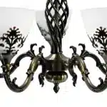 Lustra VINTAGE, tip Pendul cu brate, Circulara, 5xE27, Sticla si Metal, Bronz Antichizat - imagine 6
