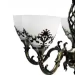 Lustra VINTAGE, tip Pendul cu brate, Circulara, 5xE27, Sticla si Metal, Bronz Antichizat - imagine 5