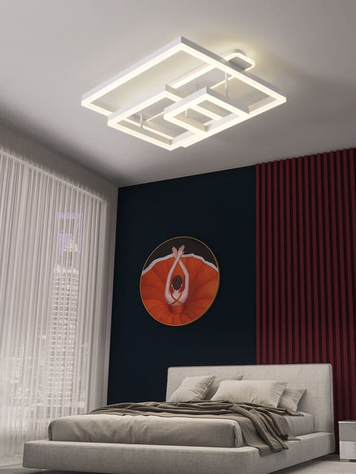 Lustră modernă cu LED - Iluminare eficientă și design contemporan , Acril-Metal, 214W, Alb - imagine 2