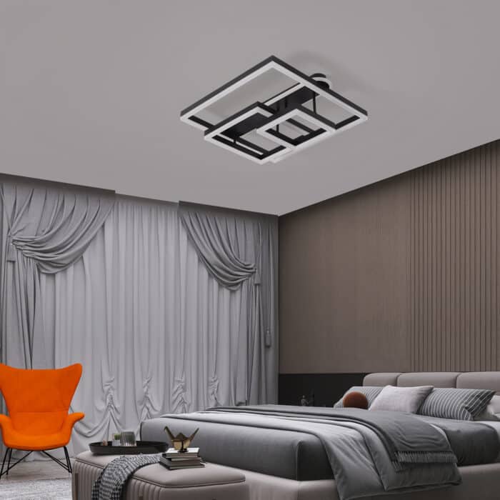 Lustră modernă cu LED - Iluminare eficientă și design contemporan , Acril-Metal, 214W, Negru - imagine 4