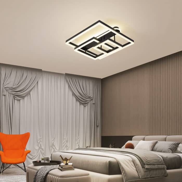Lustră modernă cu LED - Iluminare eficientă și design contemporan , Acril-Metal, 214W, Negru - imagine 5