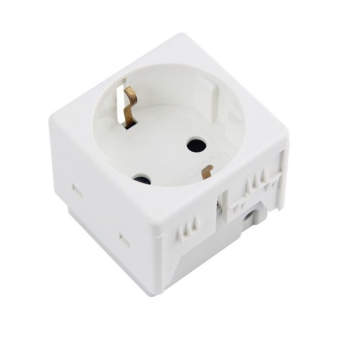 Priză Modulară cu Împământare, Albă, 2 Module, 16A - imagine 3
