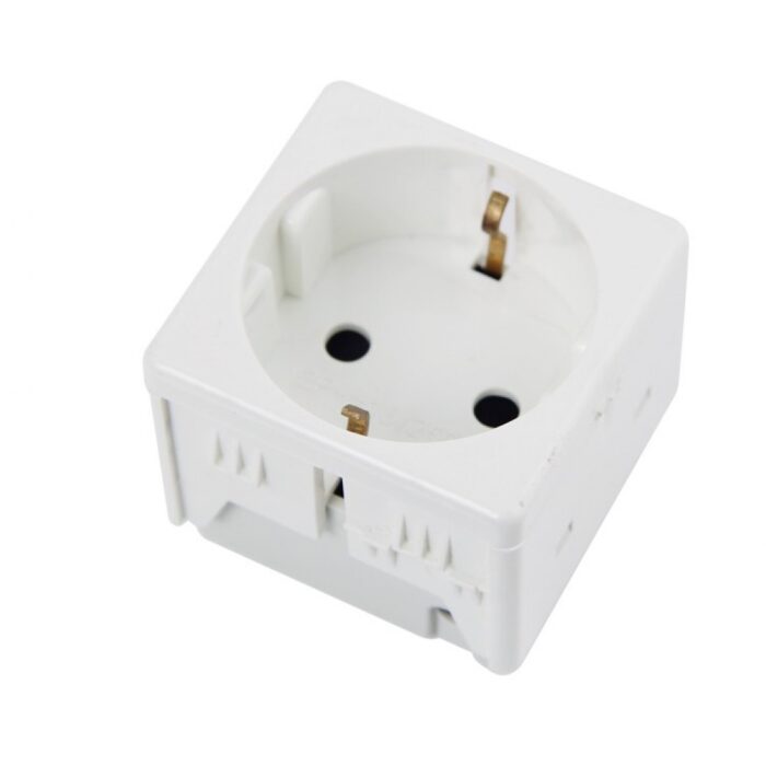 Priză Modulară cu Împământare, Albă, 2 Module, 16A - imagine 2