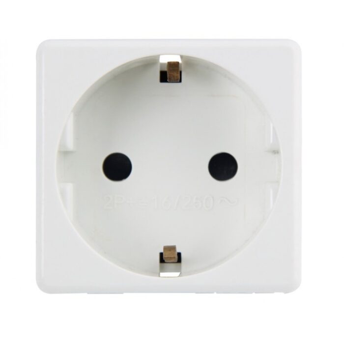 Priză Modulară cu Împământare, Albă, 2 Module, 16A - imagine 4
