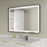 Oglindă LED 120×80 cm, cu Ramă Neagră , Dezaburire, 3 Tipuri de Lumină, Touch, Model Sharky Design - imagine 10