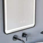Oglindă LED Dreptunghiulară 50×70 cm, cu Ramă Neagră , Dezaburire, 3 Tipuri de Lumină, Touch, Model Shark Design - imagine 10