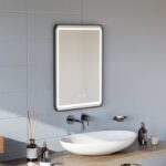 Oglindă LED Dreptunghiulară 50×70 cm, cu Ramă Neagră , Dezaburire, 3 Tipuri de Lumină, Touch, Model Shark Design - imagine 11