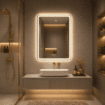 Oglindă LED Dreptunghiulară 60×90 cm, Iluminare Față + Spate, Dezaburire, 3 Tipuri de Lumină, Touch, Model Shark - imagine 2
