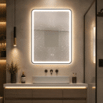 Oglindă LED Dreptunghiulară 70×90 cm, cu Ramă Neagră , Dezaburire, 3 Tipuri de Lumină, Touch, Model Sharky - imagine 3