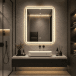 Oglindă LED Dreptunghiulară 75×90 cm, Iluminare Față + Spate, Dezaburire, 3 Tipuri de Lumină, Touch, Model Dan - imagine 2
