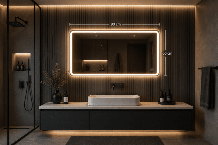 Oglindă LED Dreptunghiulară 90×60 cm, Iluminare Față + Spate, Dezaburire, 3 Tipuri de Lumină, Touch, Model Assi - imagine 5