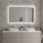 Oglindă LED Dreptunghiulară 90×60 cm, Iluminare Față + Spate, Dezaburire, 3 Tipuri de Lumină, Touch, Model Assi - imagine 4