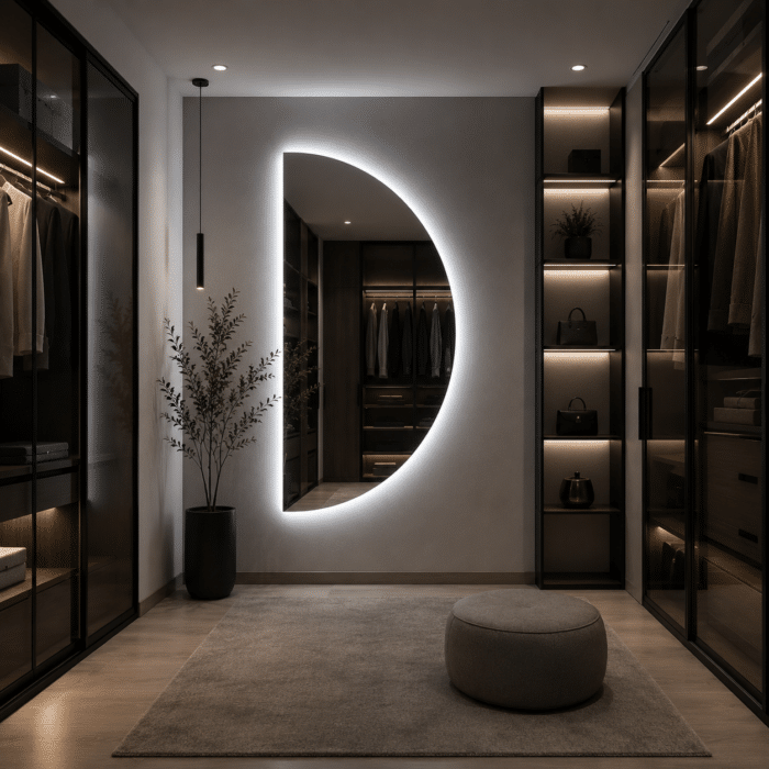 Oglindă LED Model Semilună - Half Moon 60×120 cm, Iluminare Spate, 3 Tipuri de Lumină, Touch - imagine 2