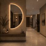 Oglindă LED Model Semilună - Half Moon 60×120 cm, Iluminare Spate, 3 Tipuri de Lumină, Touch