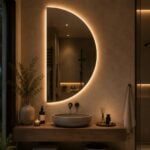 Oglindă LED Model Semilună - Half Moon 60×120 cm, Iluminare Spate, 3 Tipuri de Lumină, Touch - imagine 4