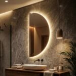 Oglindă LED Model Semilună - Half Moon 60×120 cm, Iluminare Spate, 3 Tipuri de Lumină, Touch - imagine 3