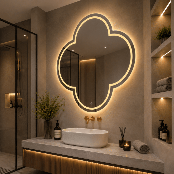 Oglindă LED Model Van Cleef 70×70 cm, Lumină Frontală, Dezaburire, 3 Tipuri de Lumină, Touch - imagine 2