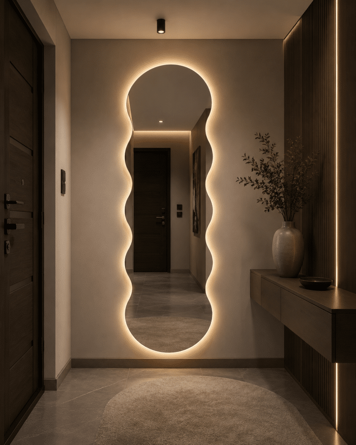 Oglindă LED Model Waves 60×120 cm, Iluminare Spate, 3 Tipuri de Lumină, Touch - imagine 3