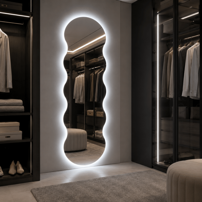 Oglindă LED Model Waves 60×120 cm, Iluminare Spate, 3 Tipuri de Lumină, Touch - imagine 2