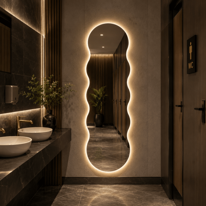 Oglindă LED Model Waves 60×120 cm, Iluminare Spate, 3 Tipuri de Lumină, Touch - imagine 5