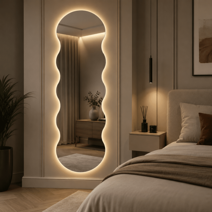 Oglindă LED Model Waves 60×120 cm, Iluminare Spate, 3 Tipuri de Lumină, Touch - imagine 4