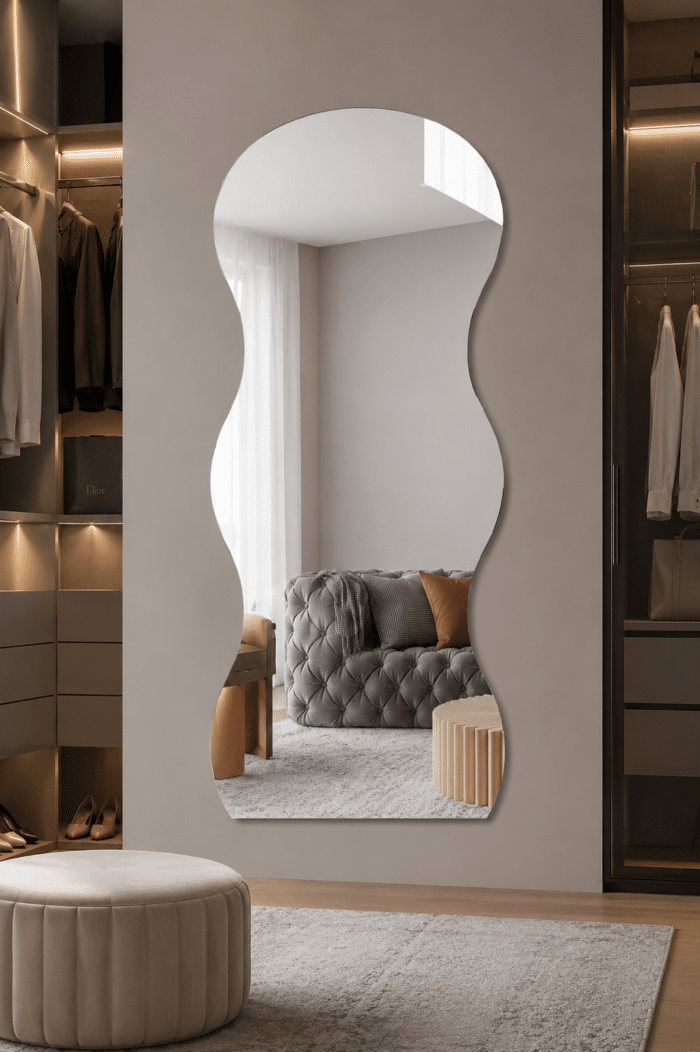 Oglindă LED Model Waves 70×160 cm, Iluminare Spate, 3 Tipuri de Lumină, Touch, Model Valuri - imagine 5
