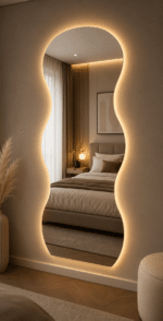 Oglindă LED Model Waves 70×160 cm, Iluminare Spate, 3 Tipuri de Lumină, Touch, Model Valuri - imagine 3