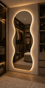 Oglindă LED Model Waves 70×160 cm, Iluminare Spate, 3 Tipuri de Lumină, Touch, Model Valuri - imagine 2
