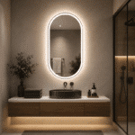 Oglindă LED Ovală 50×80 cm, Iluminare Față + Spate, Dezaburire, 3 Tipuri de Lumină, Touch, Model Bono