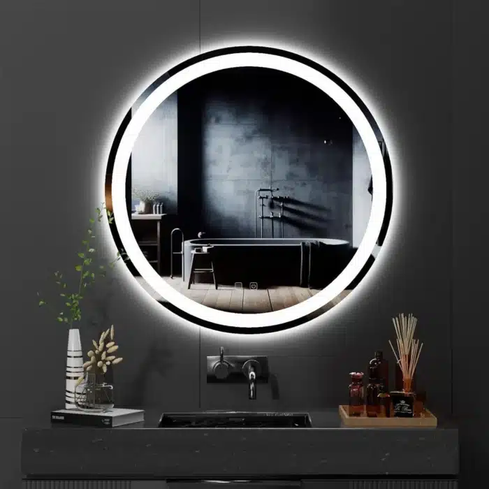 Oglindă LED Rotundă 60×60 cm, Iluminare Față + Spate, Dezaburire, 3 Tipuri de Lumină, Touch, Model Cosmo - imagine 5