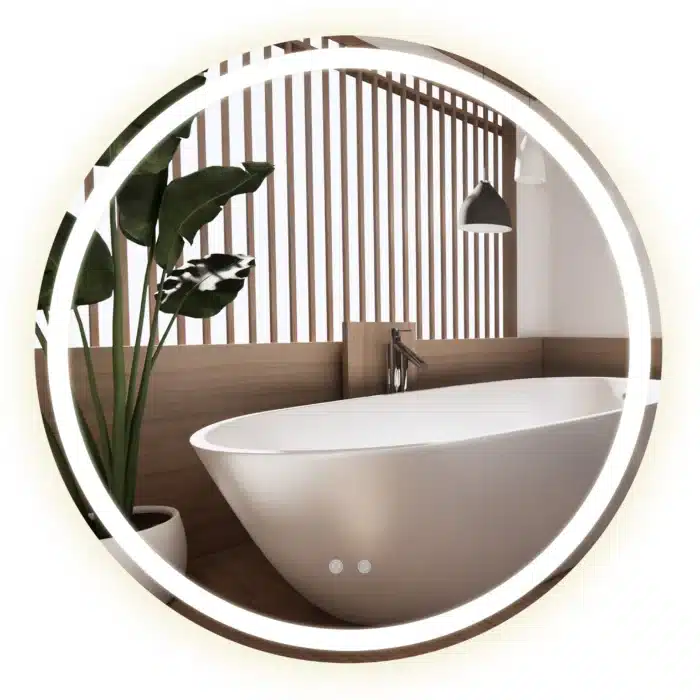Oglindă LED Rotundă 60×60 cm, Iluminare Față + Spate, Dezaburire, 3 Tipuri de Lumină, Touch, Model Cosmo - imagine 7