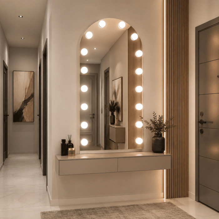 Oglindă cu LED Integrat 60×90 cm, Decorativă pentru Make-up, 3 Tipuri de Lumină, Calda, Rece, Neutra, cu Touch - imagine 4