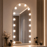 Oglindă cu LED Integrat 60×90 cm, Decorativă pentru Make-up, 3 Tipuri de Lumină, Calda, Rece, Neutra, cu Touch