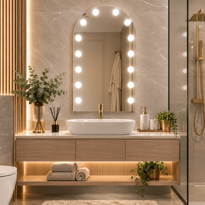 Oglindă cu LED Integrat 60×90 cm, Decorativă pentru Make-up, 3 Tipuri de Lumină, Calda, Rece, Neutra, cu Touch - imagine 5