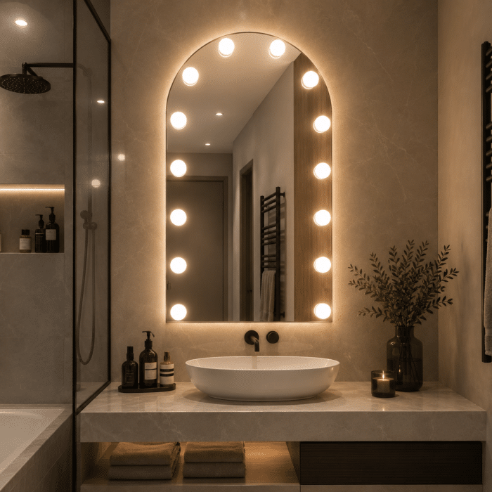 Oglindă cu LED Integrat 60×90 cm, Decorativă pentru Make-up, 3 Tipuri de Lumină, Calda, Rece, Neutra, cu Touch - imagine 6