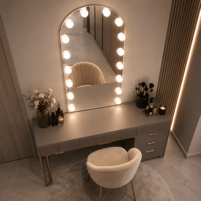 Oglindă cu LED Integrat 60×90 cm, Decorativă pentru Make-up, 3 Tipuri de Lumină, Calda, Rece, Neutra, cu Touch - imagine 2