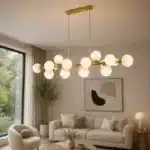Pendul Model Cotton, Auriu cu 16 Abajururi G9, Înălțime Reglabilă, Metal și Sticlă - imagine 5