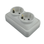 Priză Dublă Mini Albă, Ceramică, cu Contact de Protecție, 250V, 16A, IP20, Montaj Aparent - imagine 2