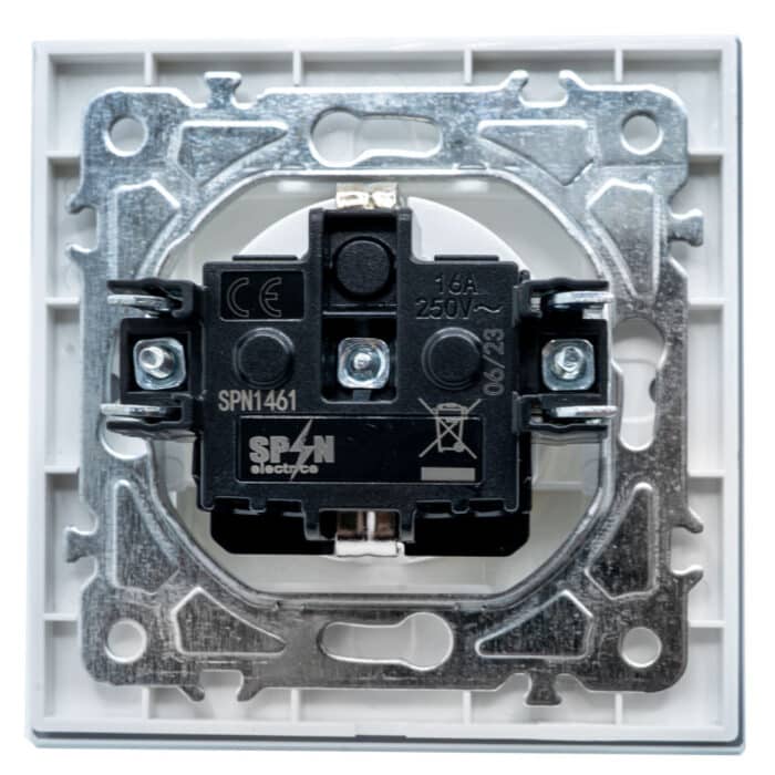 Priză Simplă Albă cu Ramă din Sticlă, 250V, 16A, IP20, 86 × 86 mm - imagine 3