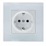 Priză Simplă Albă cu Ramă din Sticlă, 250V, 16A, IP20, 86 × 86 mm - imagine 2