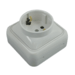 Priză Simplă Mini Albă, cu Contact de Protecție, 250V, 16A, IP20, Montaj Aparent - imagine 2
