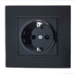 Priză Simplă Neagră cu Ramă din Sticlă, 250V, 16A, IP20, 86 × 86 mm - imagine 2
